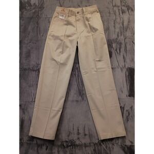 Lee‎ Mens Khaki Double Pleat Relaxed Fit Tapered Leg Pants 29x30 Wrinkle Free